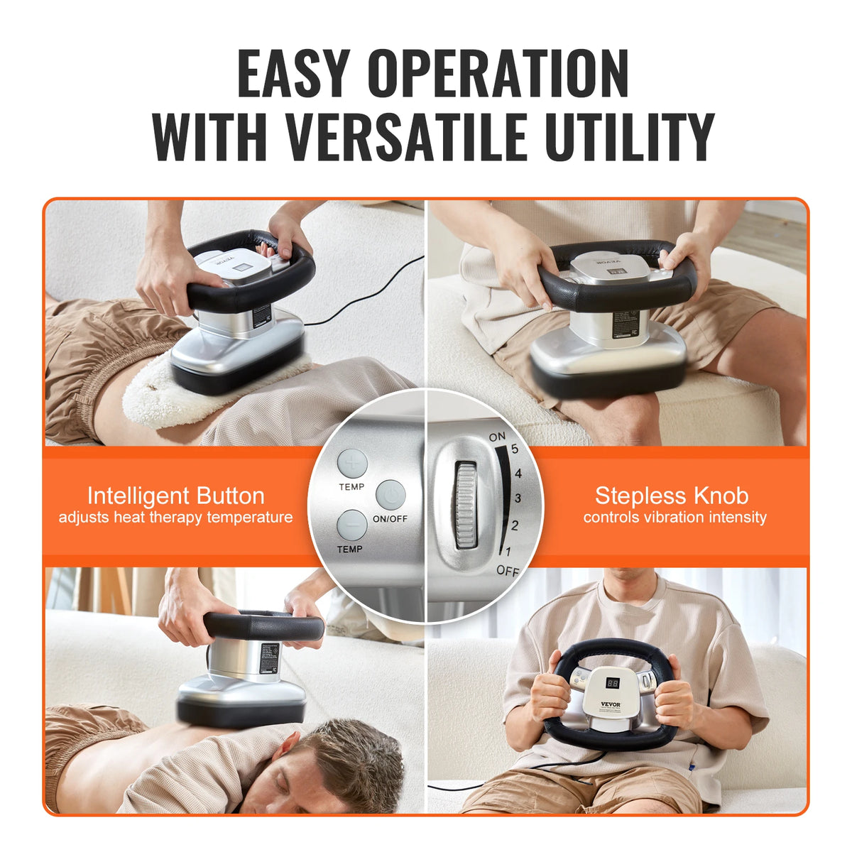 Handheld Variable Speed Body Massager With Heat Therapy