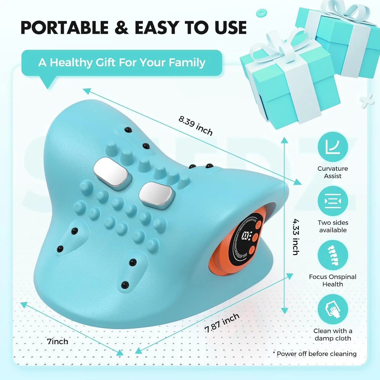 Rechargeable Portable Neck Massager Pillow Shiatsu 3 In 1 With Remote Control
