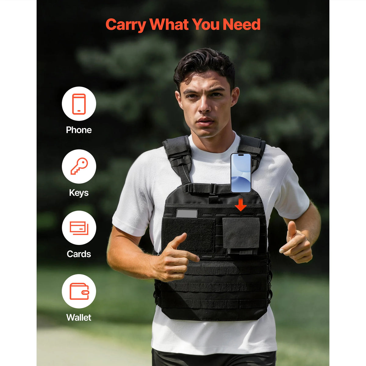 Weighted Vest With Shoulder Pads And Reflective Stripe For Training