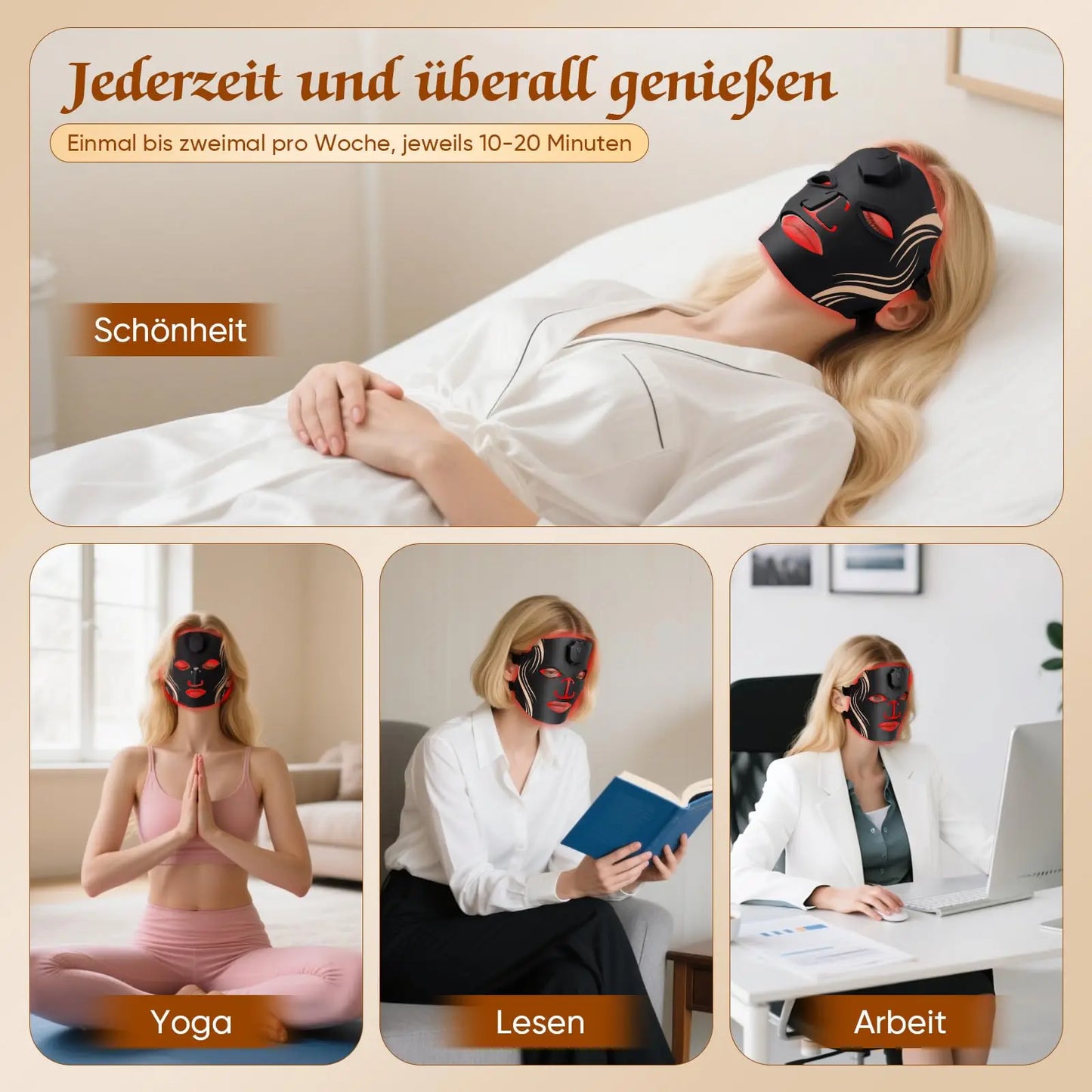 LED Facial Mask With Light Therapy For Anti Aging Acne