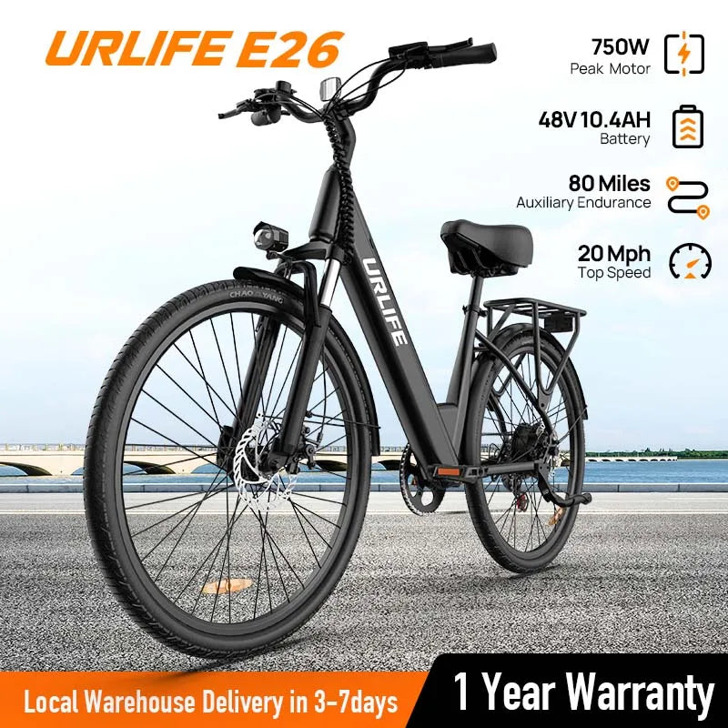 Urlife 750W Electric Bike For Adults Seven Speed Commuter