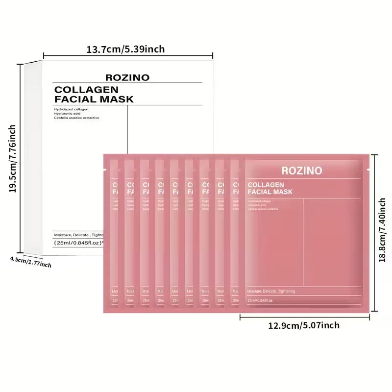Rozino Bio-Collagen Mask Set 10 Pieces Hydration And Glow