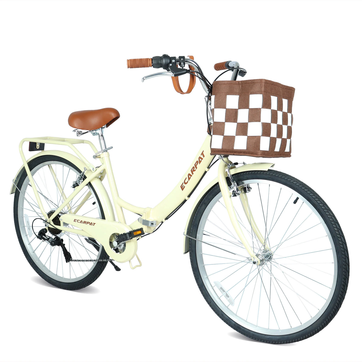 Ecarpat Folding Beach Cruiser Bike With Sturdy Steel Frame