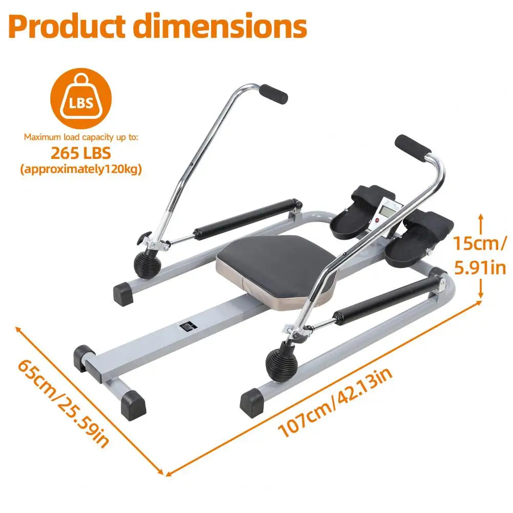 Hydraulic Rower With LCD Monitor Large Cushioned Seat