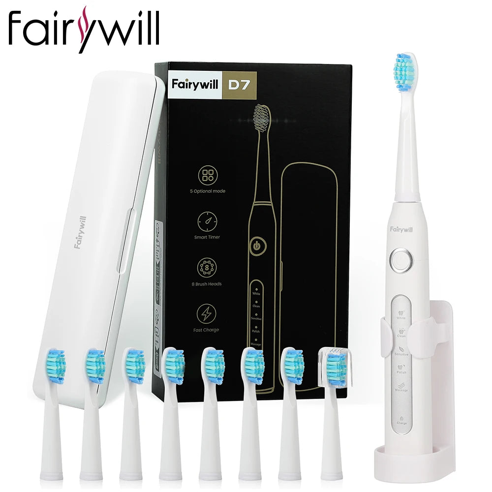 Fairywill FW507 Sonic Electric Toothbrush With 5 Modes USB Charge