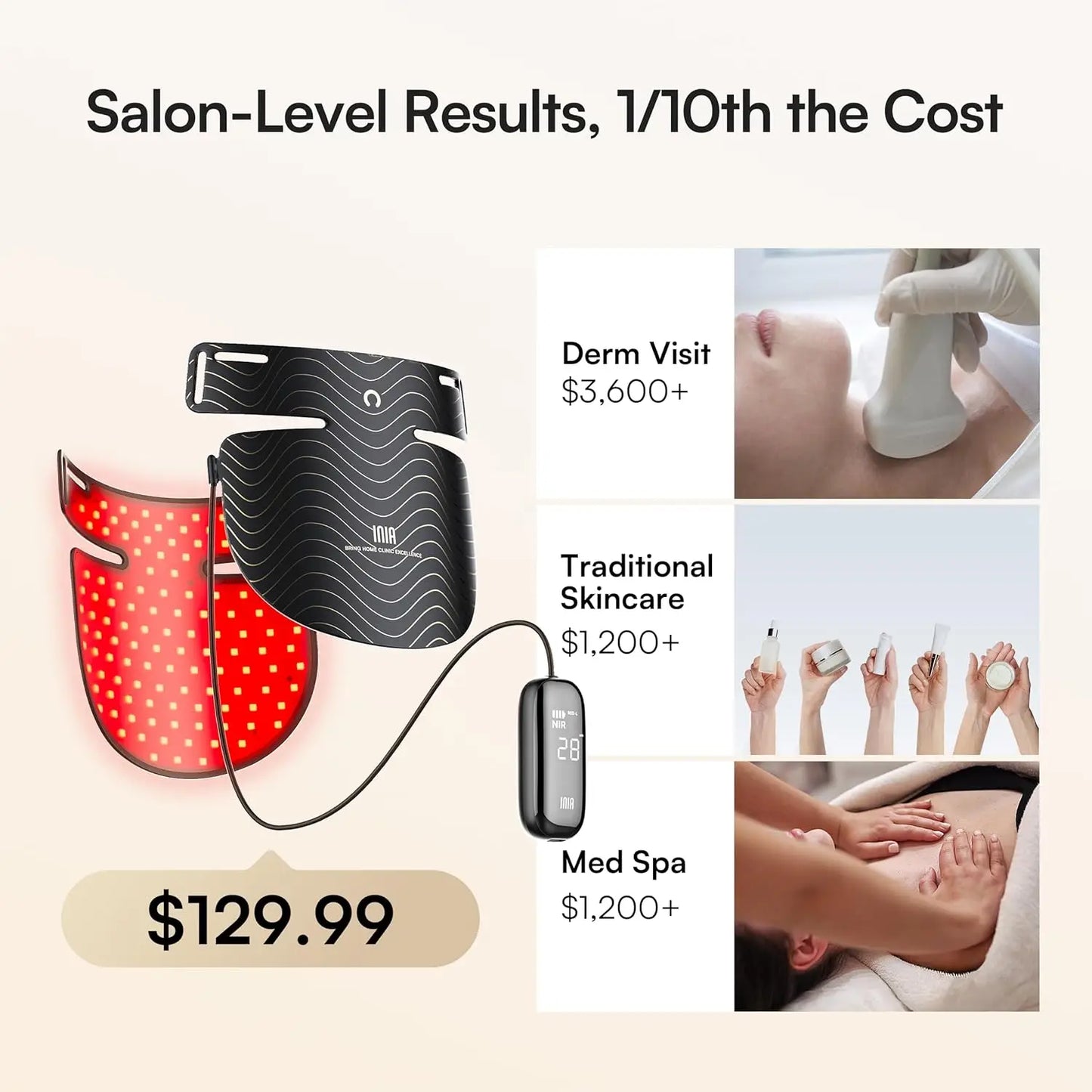 Red Light Therapy Neck Mask 850nm NIR 3 Light Modes