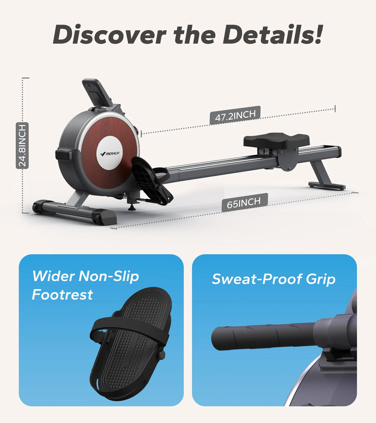 MERACH Magnetic Rowing Machine With Quiet Resistance for Home Use