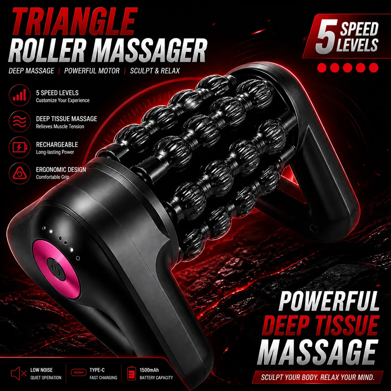 Triangle Roller Massage For Shoulders Back And Legs
