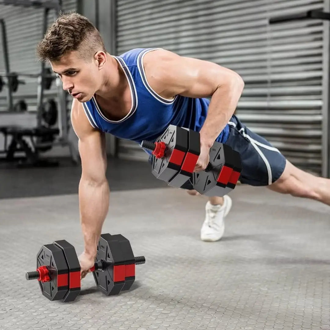 Adjustable Dumbbell Barbell Fitness Set 44 Lbs Anti Slip Grip