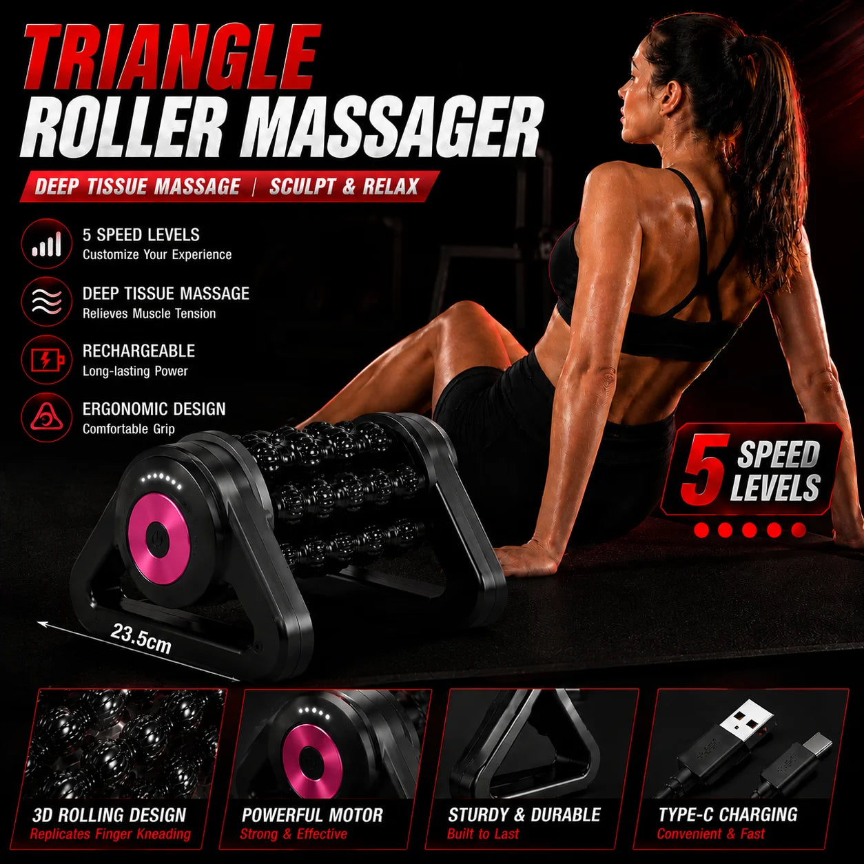 Triangle Roller Massage For Shoulders Back And Legs