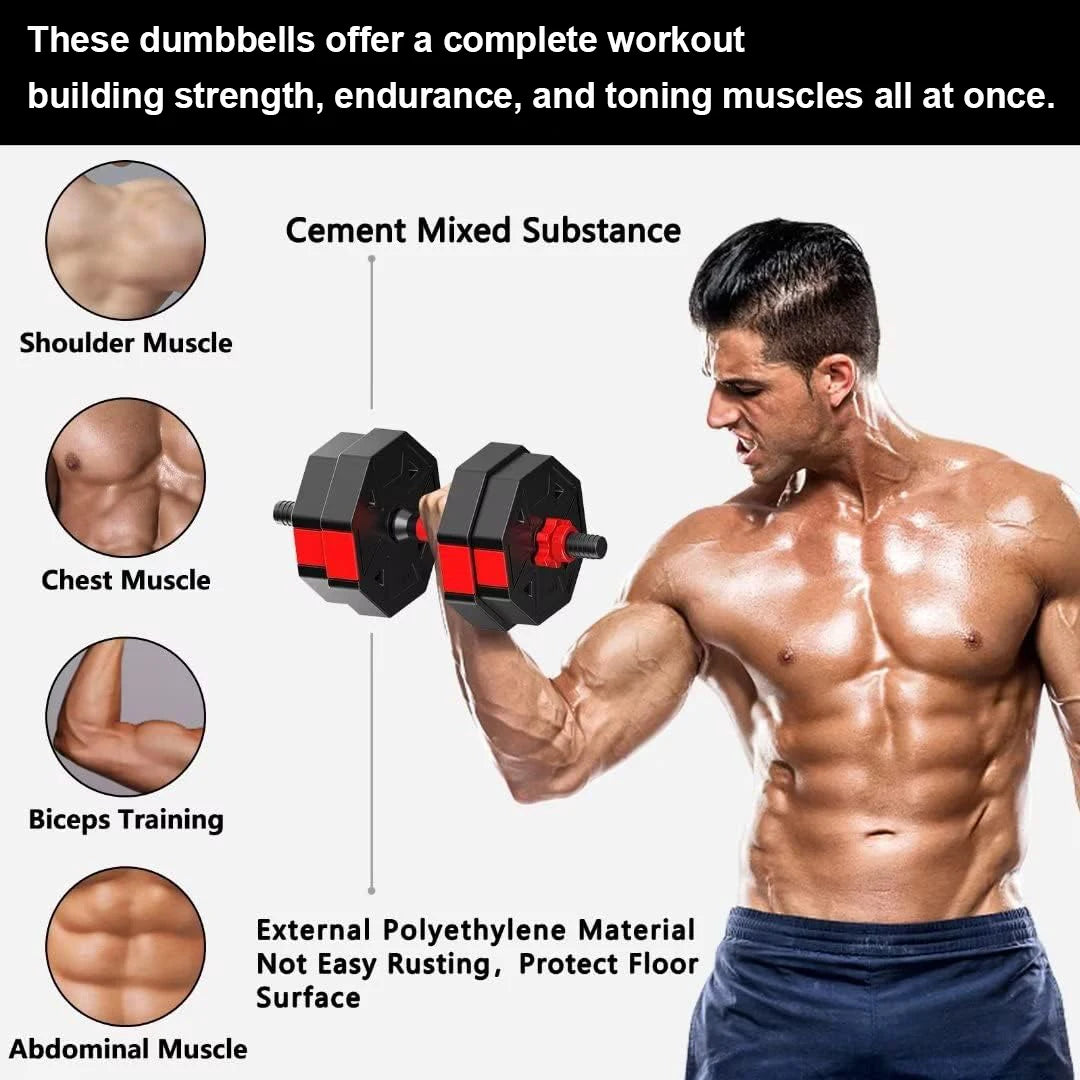 Adjustable Dumbbell Barbell Fitness Set 44 Lbs Anti Slip Grip