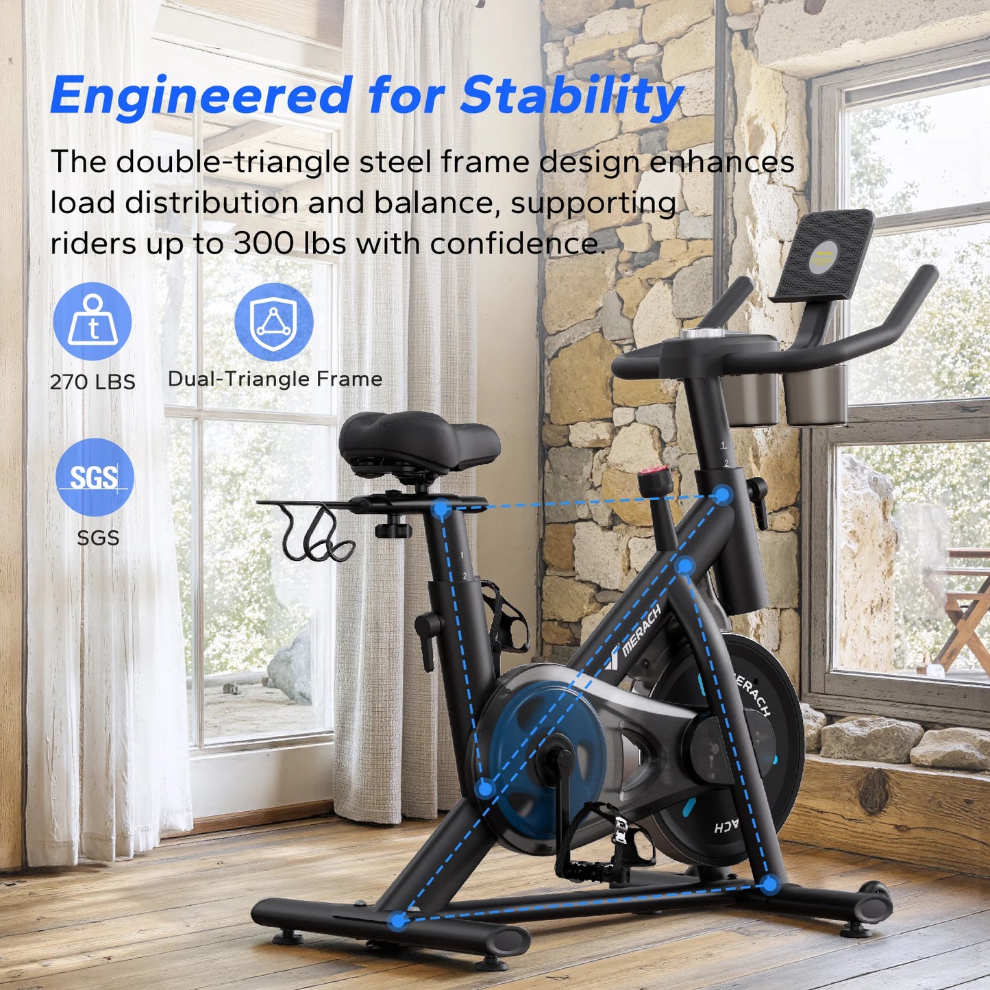 MERACH Magnetic Indoor Stationary Bike With Exclusive App And Low Noise