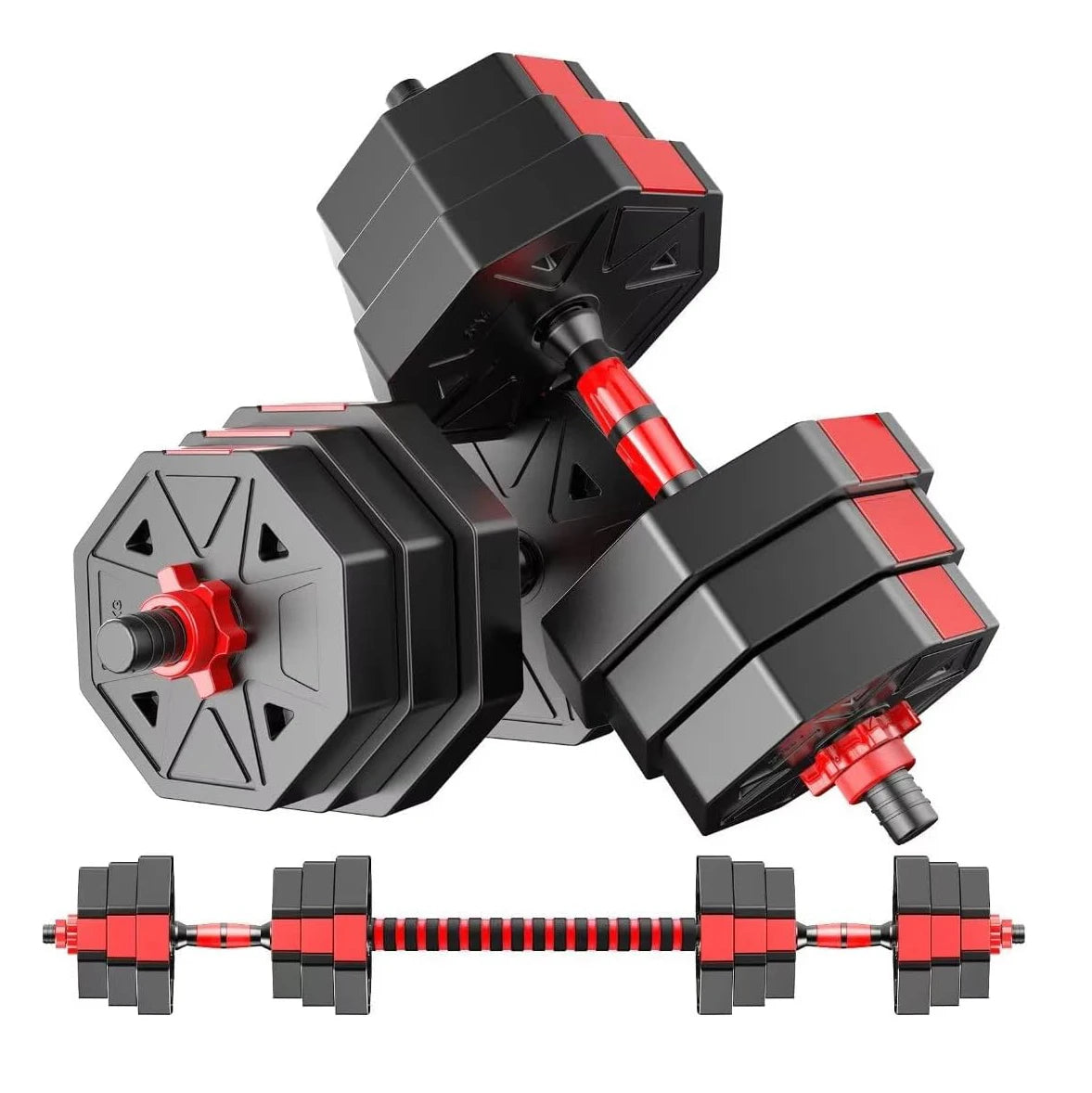Adjustable Dumbbell Barbell Fitness Set 44 Lbs Anti Slip Grip
