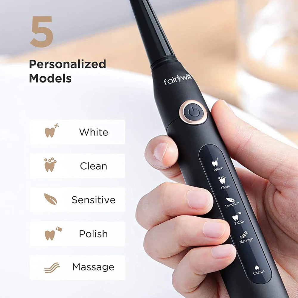 Fairywill FW507 Sonic Electric Toothbrush With 5 Modes USB Charge