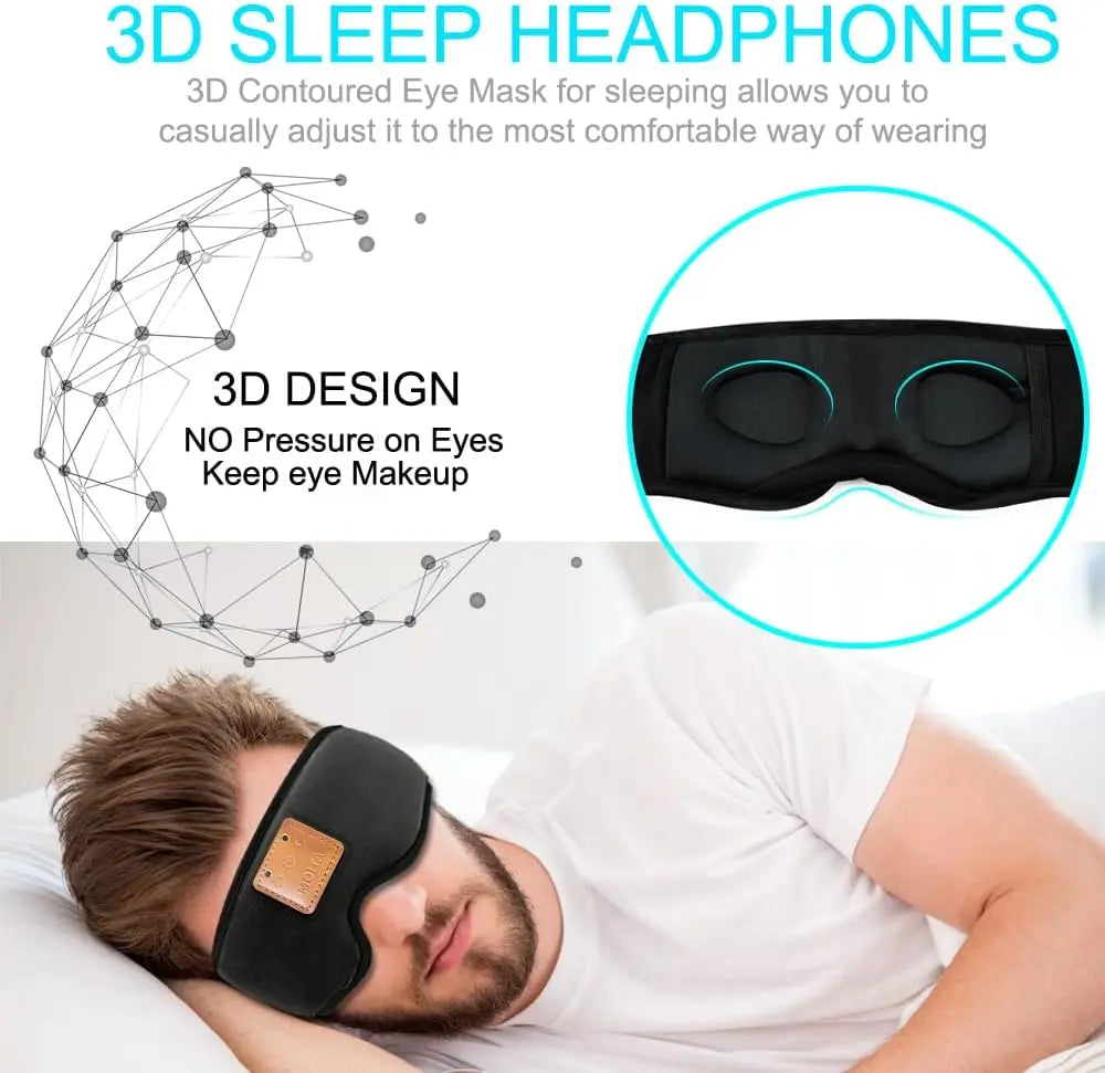 3D Bluetooth Sleeping Eye Mask With Built In Sponge Speakers