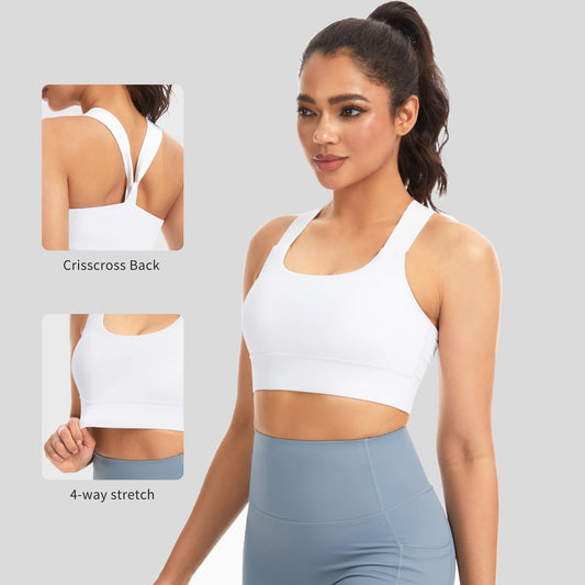 The Gym People Women's V Cross Back Padded Sports Bra