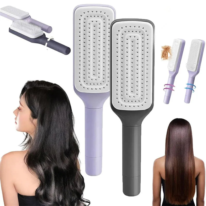 Self Cleaning Rotatable Hair Brush With Air Cushion Massage Comb