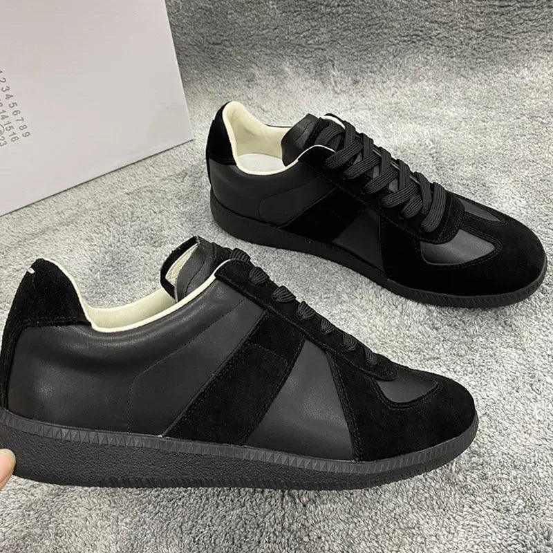Suede Patchwork Casual Shoes Men Round Toe Lace Up Flats