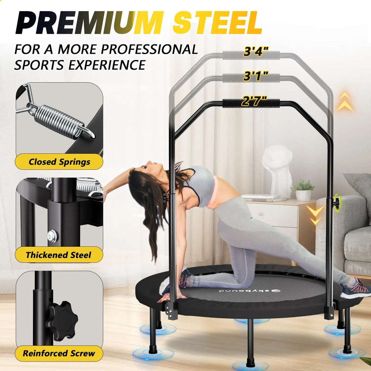 40 Inch Foldable Mini Rebounder Trampoline With U Bar