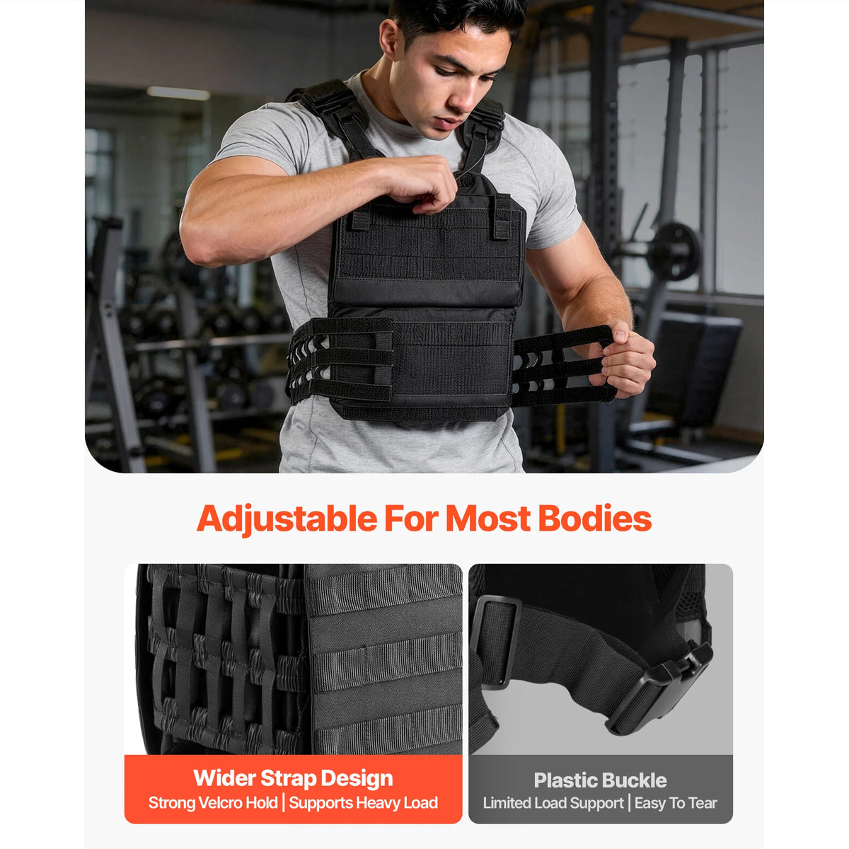 Weighted Vest With Shoulder Pads And Reflective Stripe For Training