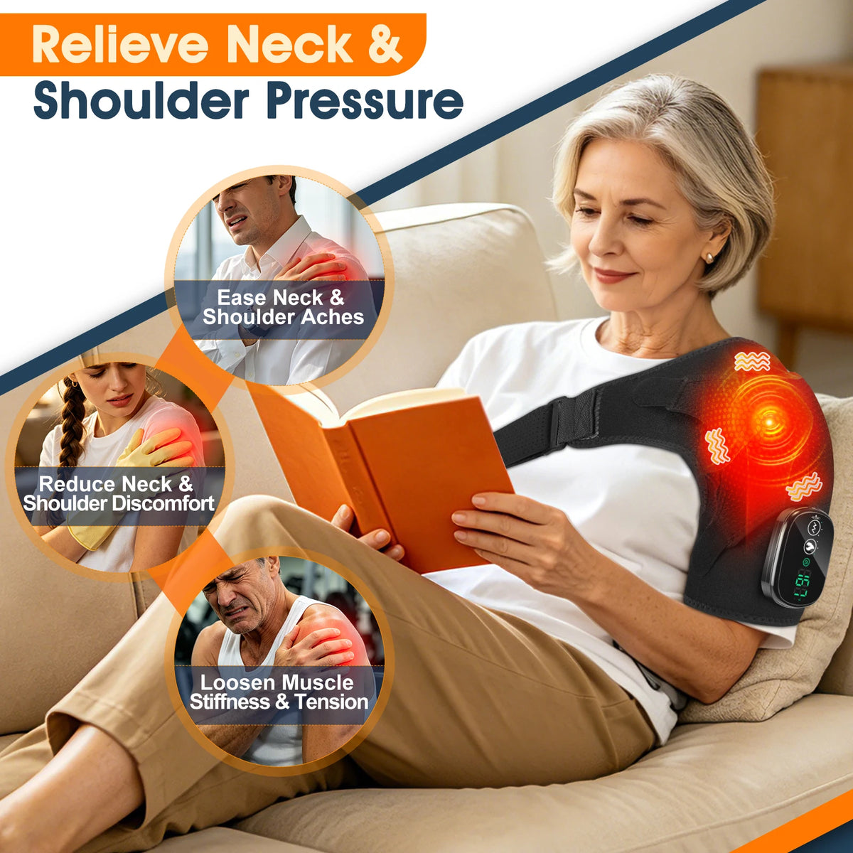 Hailicare Electric Heated Shoulder Massager Wrap With Vibration Relief