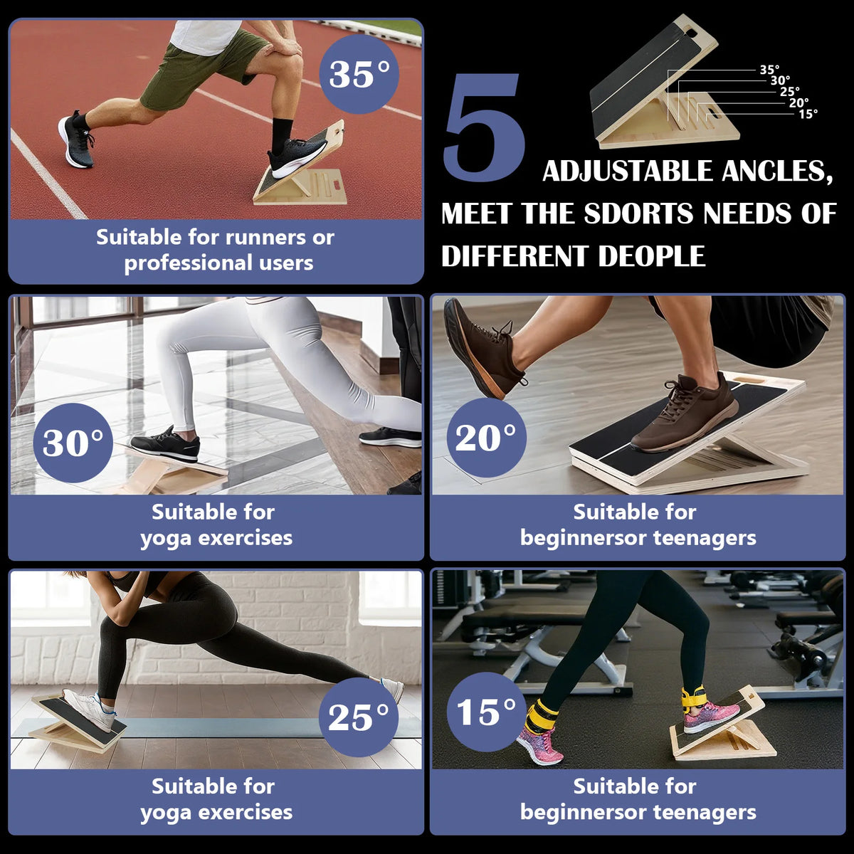 Portable Wooden Incline Stretching Board For Calf And Squat Training