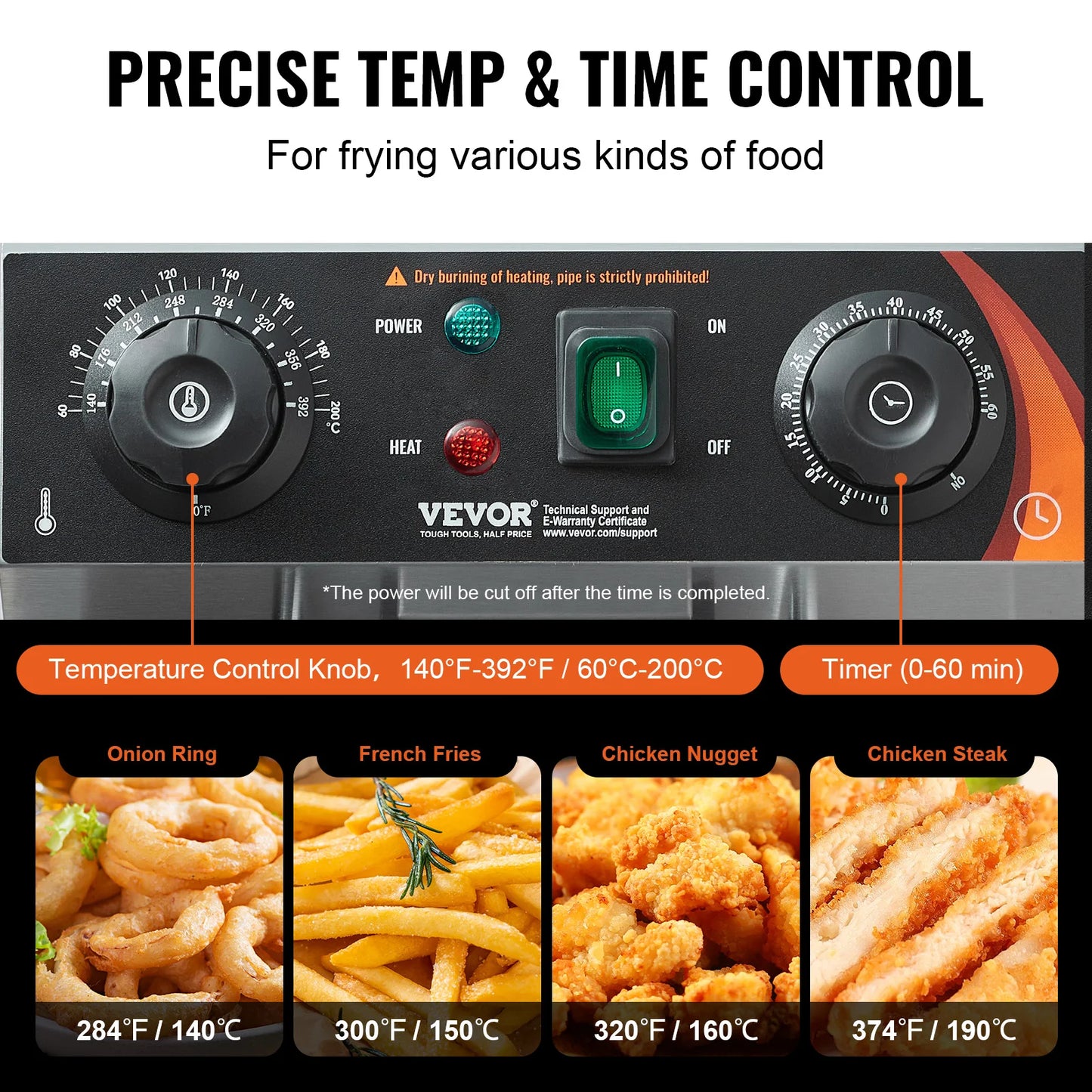 SucceBuy Commercial Deep Fryer Countertop With Time And Temperature Control