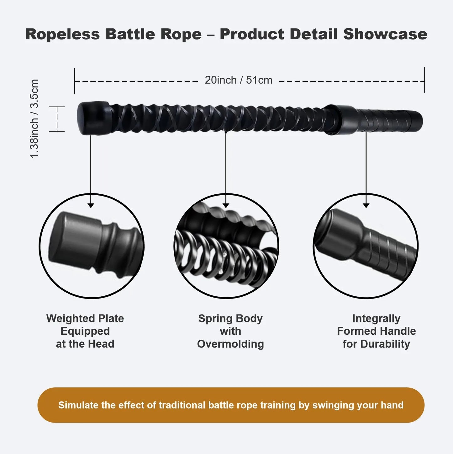 Upgraded Rubber Coated Ropeless Battle Rope For Full Body Workout