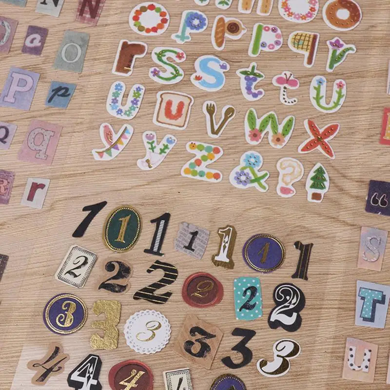 Alphabet Number Retro Sticker Kit For Scrapbooking