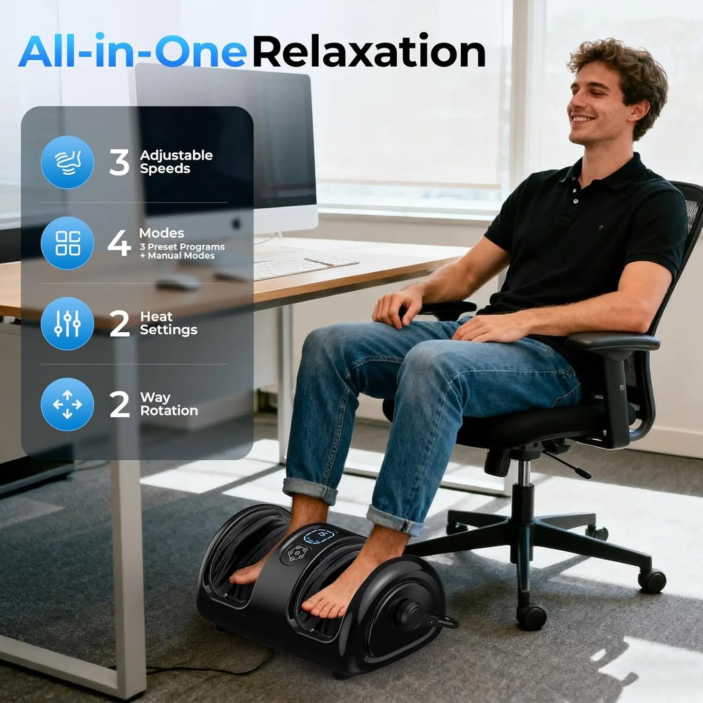 HTM Electric Foot Calf Massager Shiatsu Heat Therapy Machine