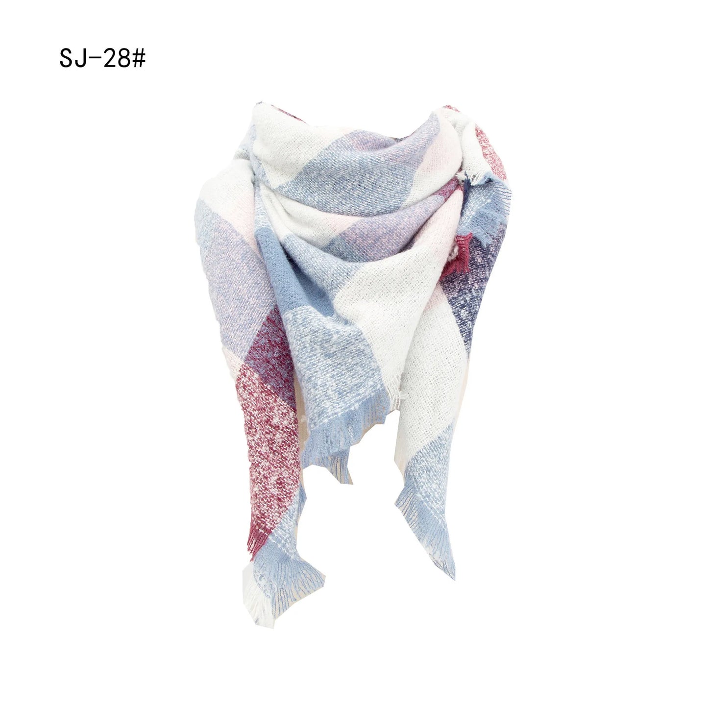 SENAIFEI Women's Triangle Knit Scarf Plaid Pashmina Shawl Wrap