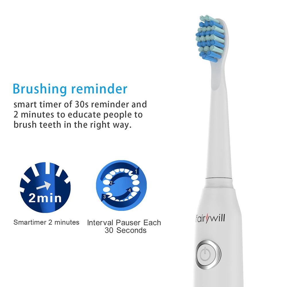 Fairywill FW-507 Sonic Electric Toothbrush Waterproof USB Rechargeable