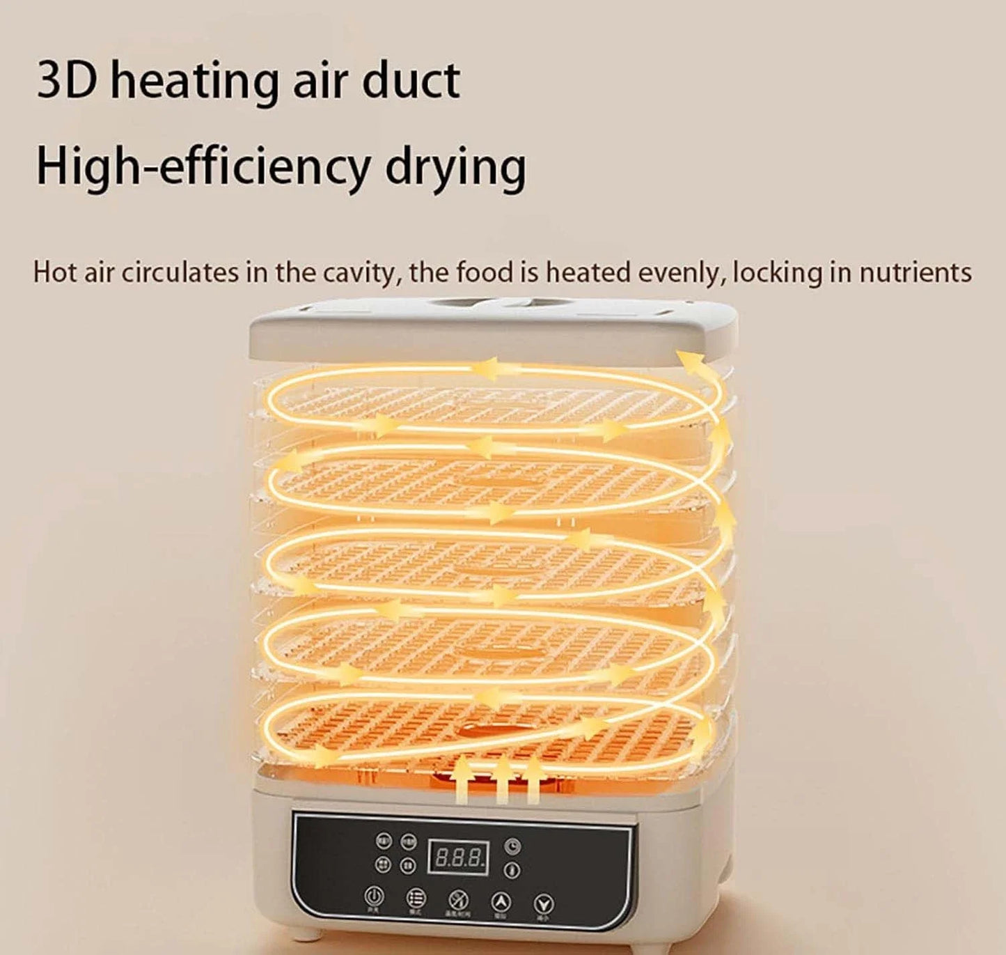 5 Layer Fruit And Vegetable Dehydrator With Adjustable Temperature