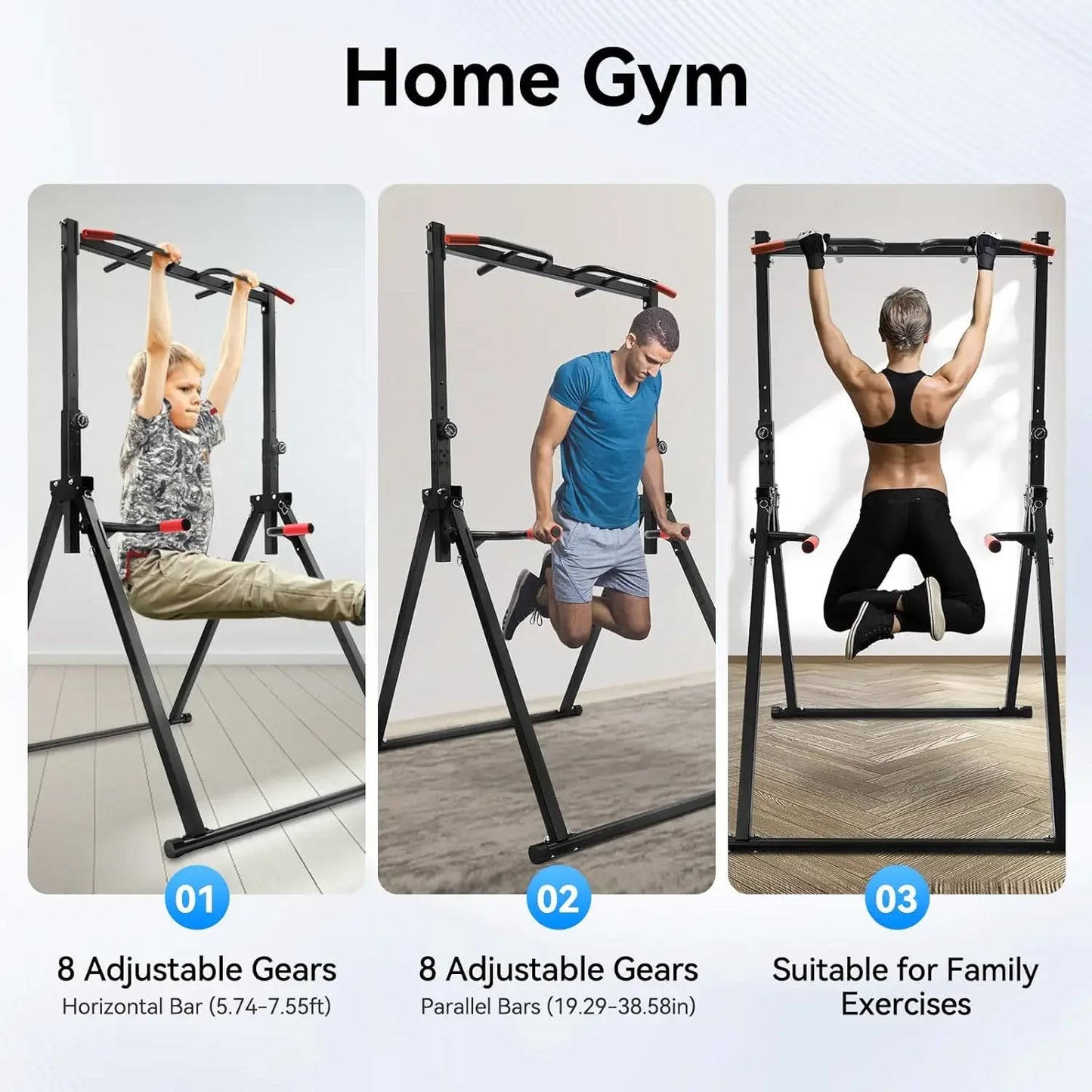 Foldable Power Tower Dip Station With Triangular Pull Up
