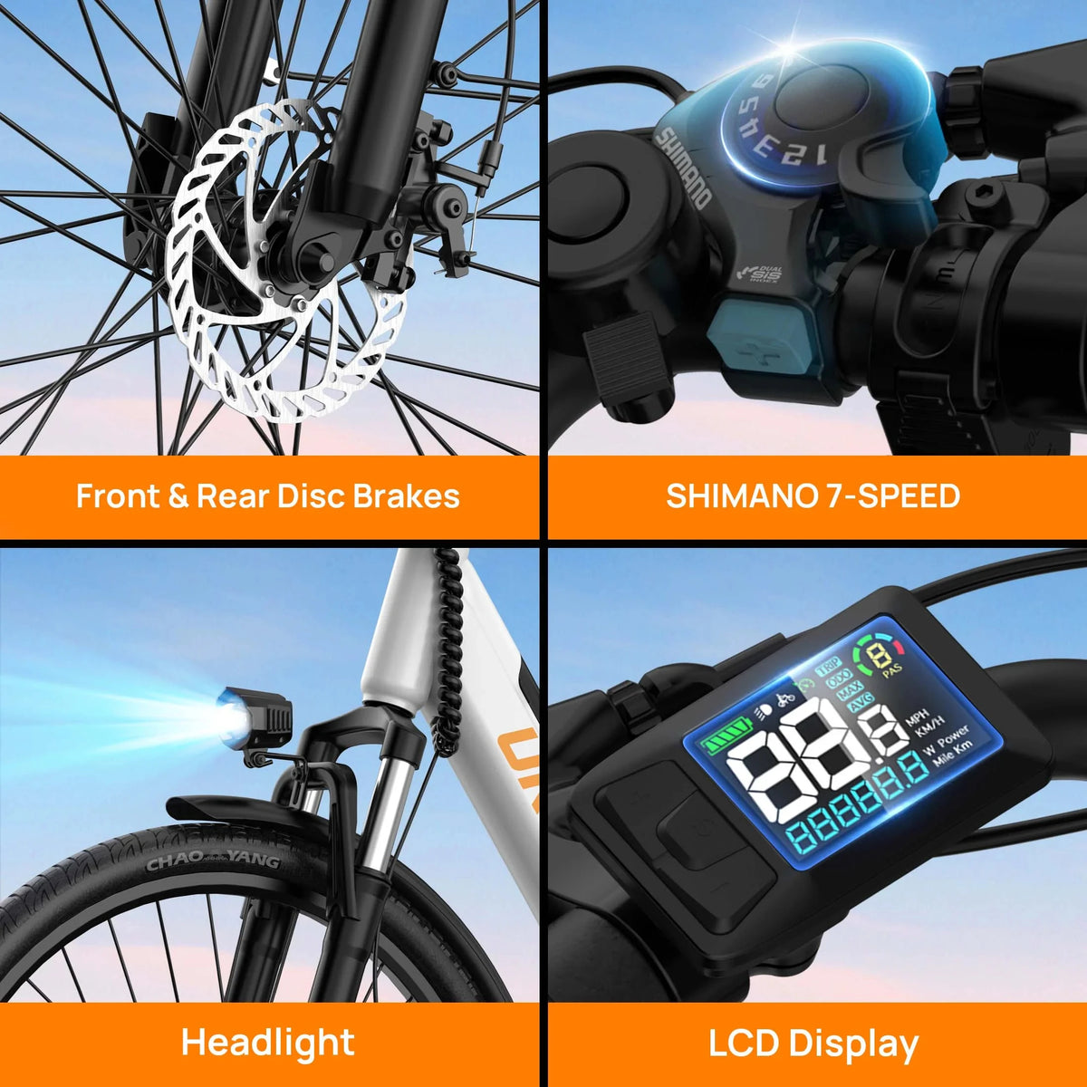 Urlife 750W Electric Bike For Adults Seven Speed Commuter