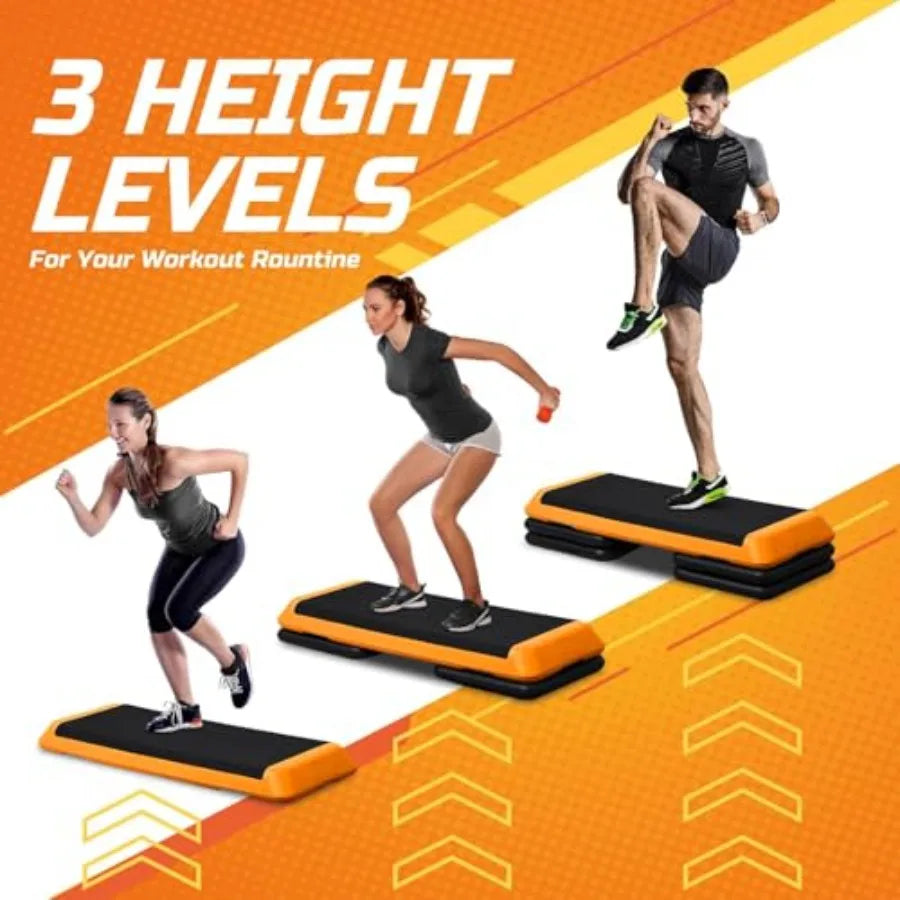 Adjustable Aerobic Step Platform With Stackable Risers For Home Gym
