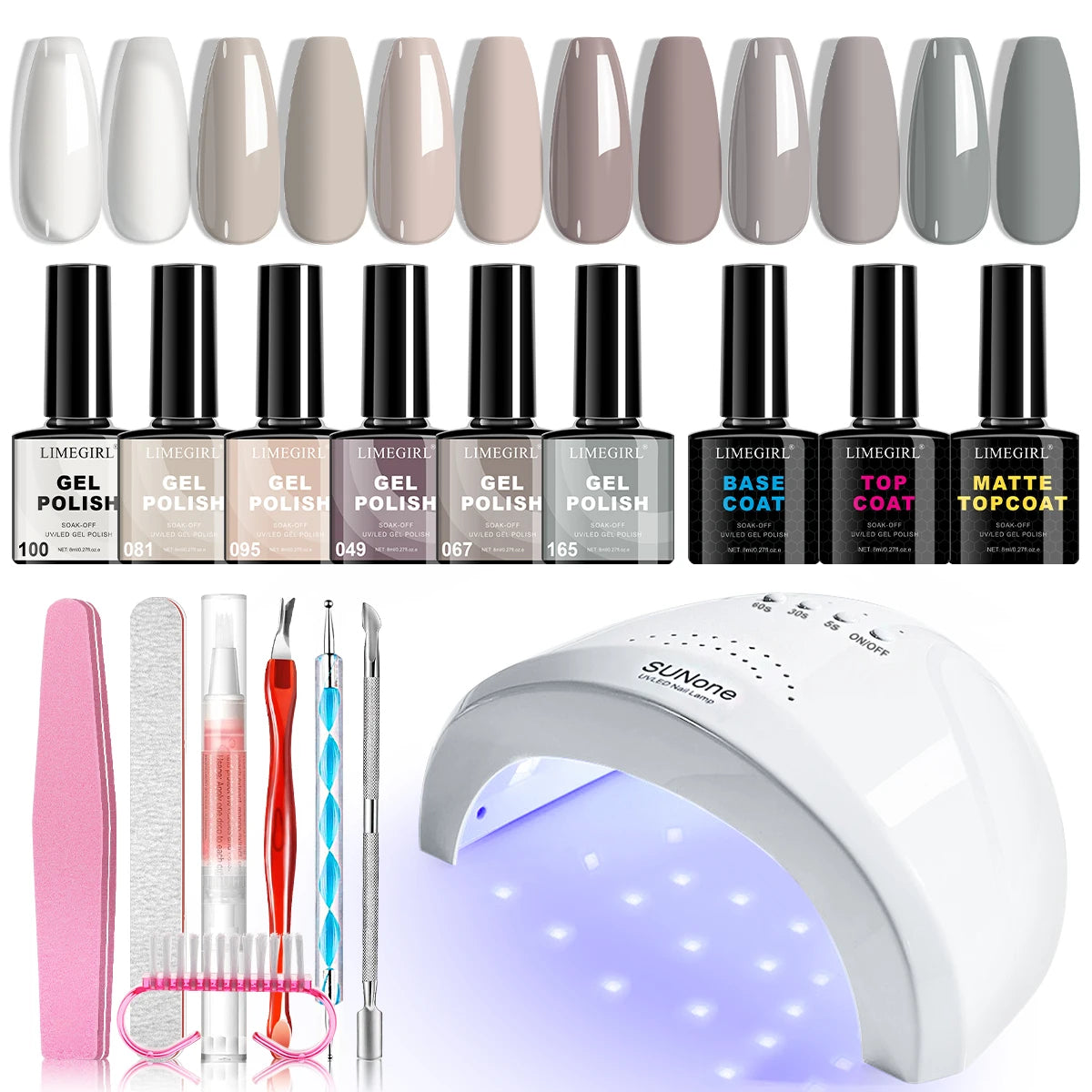 Limegirl Gel Nail Polish Set With UV Lamp Kit Essentials