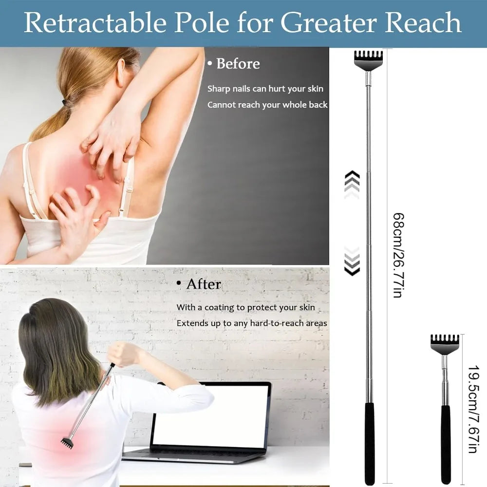 Metal Telescopic Back Scratcher With Comfortable Rubber Handle