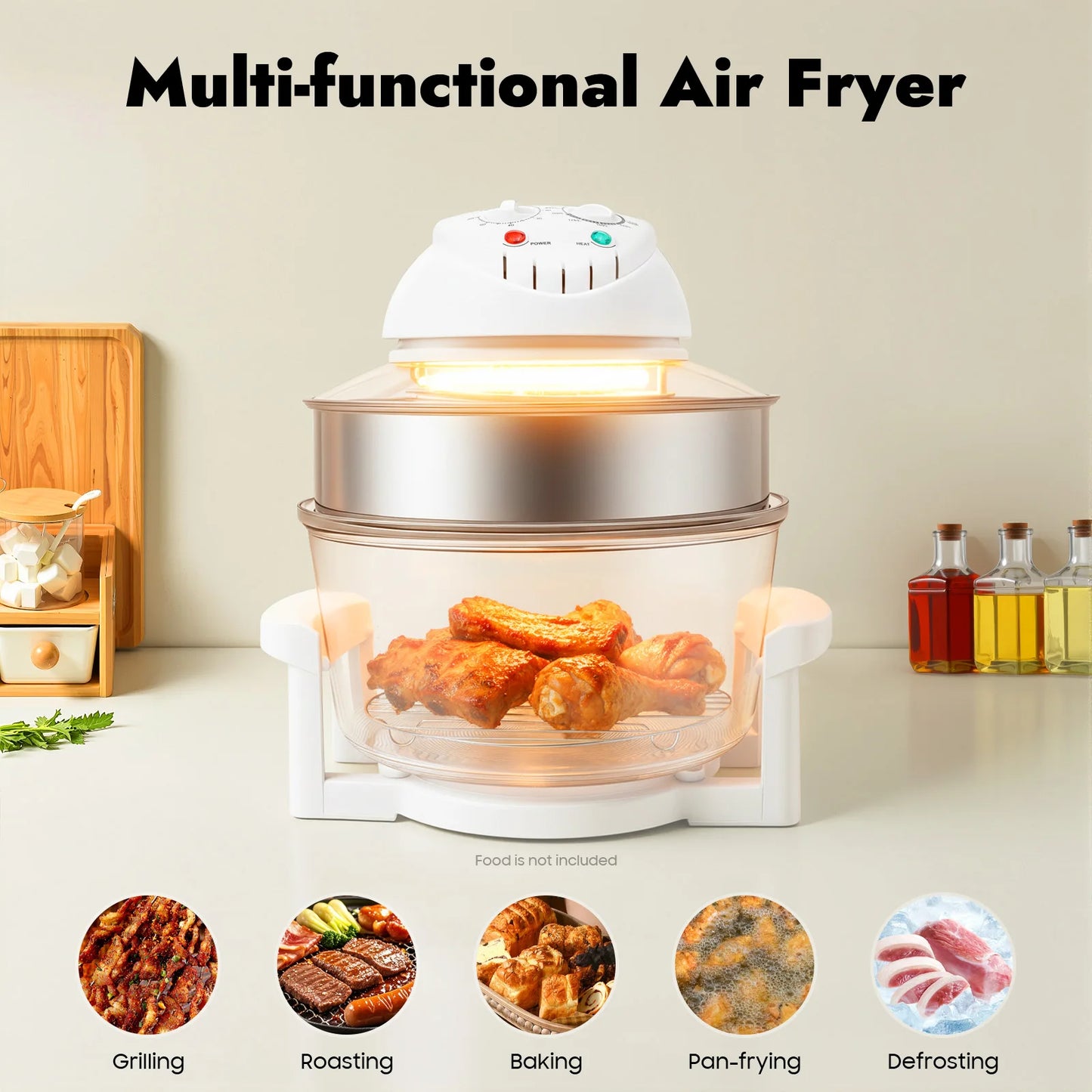 Visual Air Fryer 110V 1200W Oil Free Cooker With Grill Rack