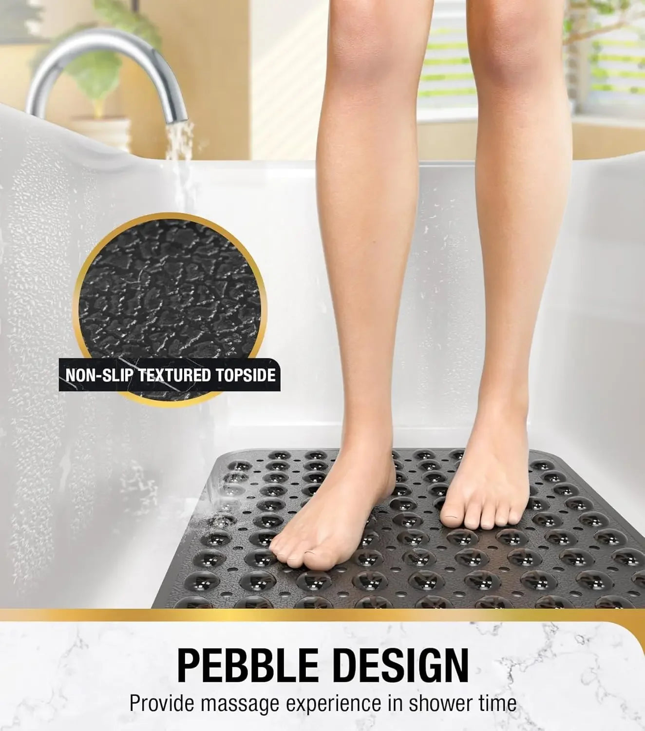 Extra Long Bathtub Mat Non Slip With Suction Cups Massage