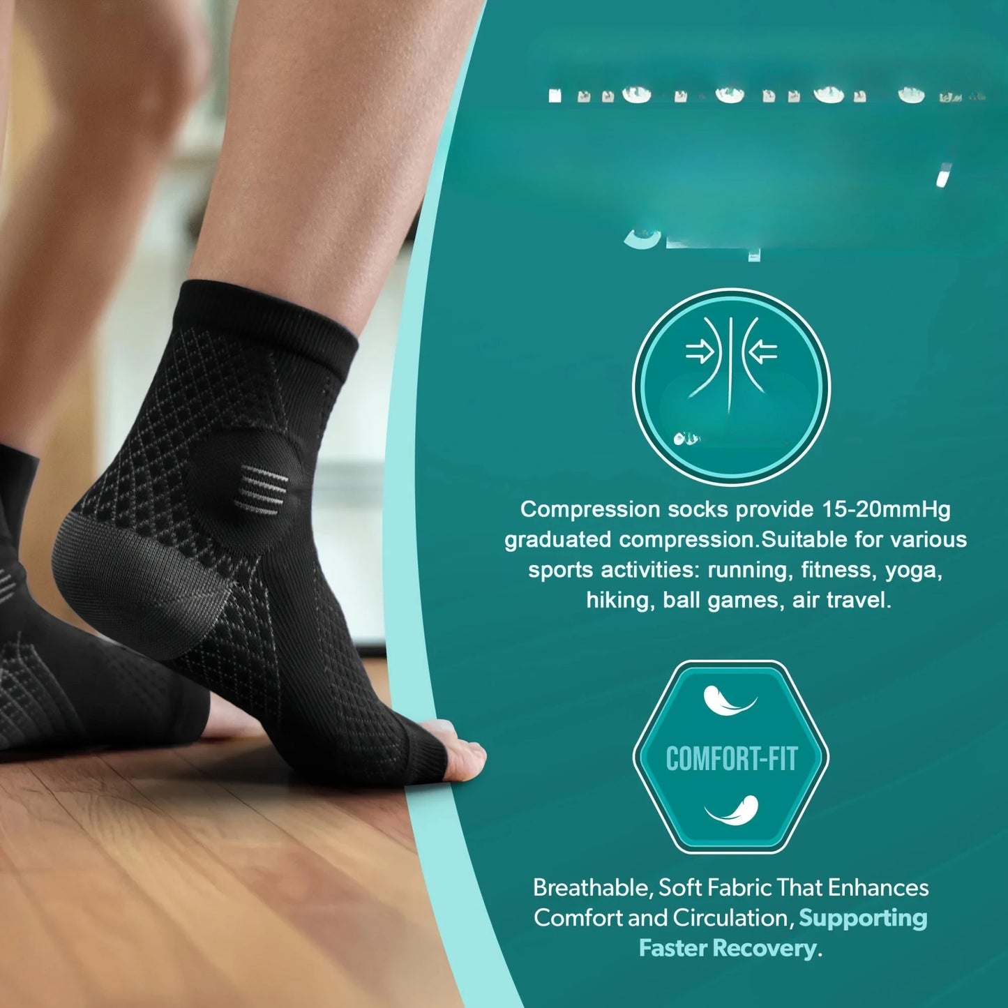 Compression Socks With Arch Support Open Toe Design Neuropathy