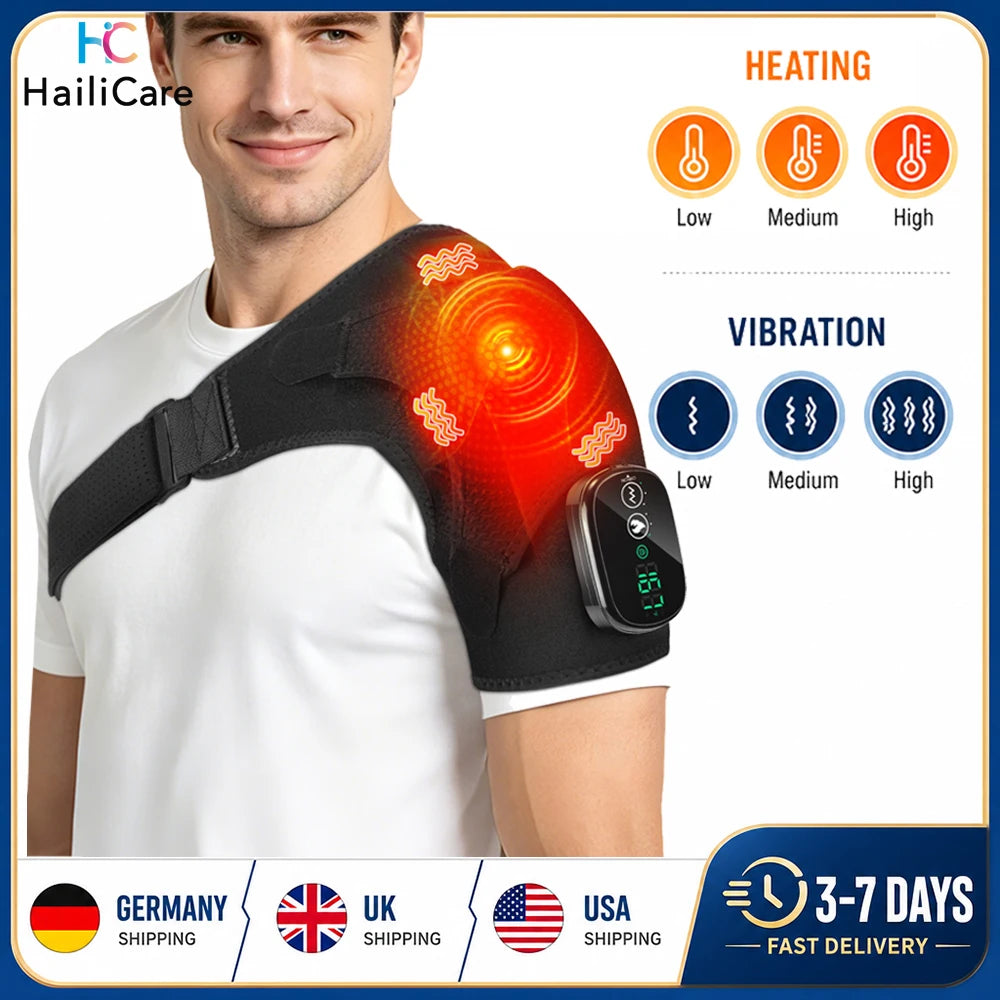 Hailicare Electric Heated Shoulder Massager Wrap With Vibration Relief