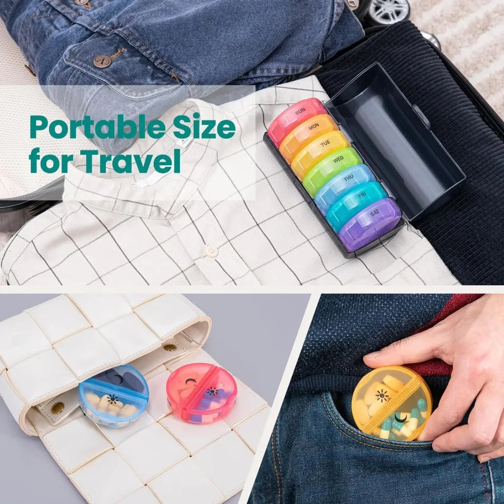 Portable Weekly Medicine Storage Organizer Pill Box