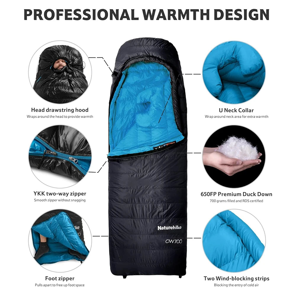 Naturehike CW700 Ultralight Down Sleeping Bag For Adults Outdoor Winter