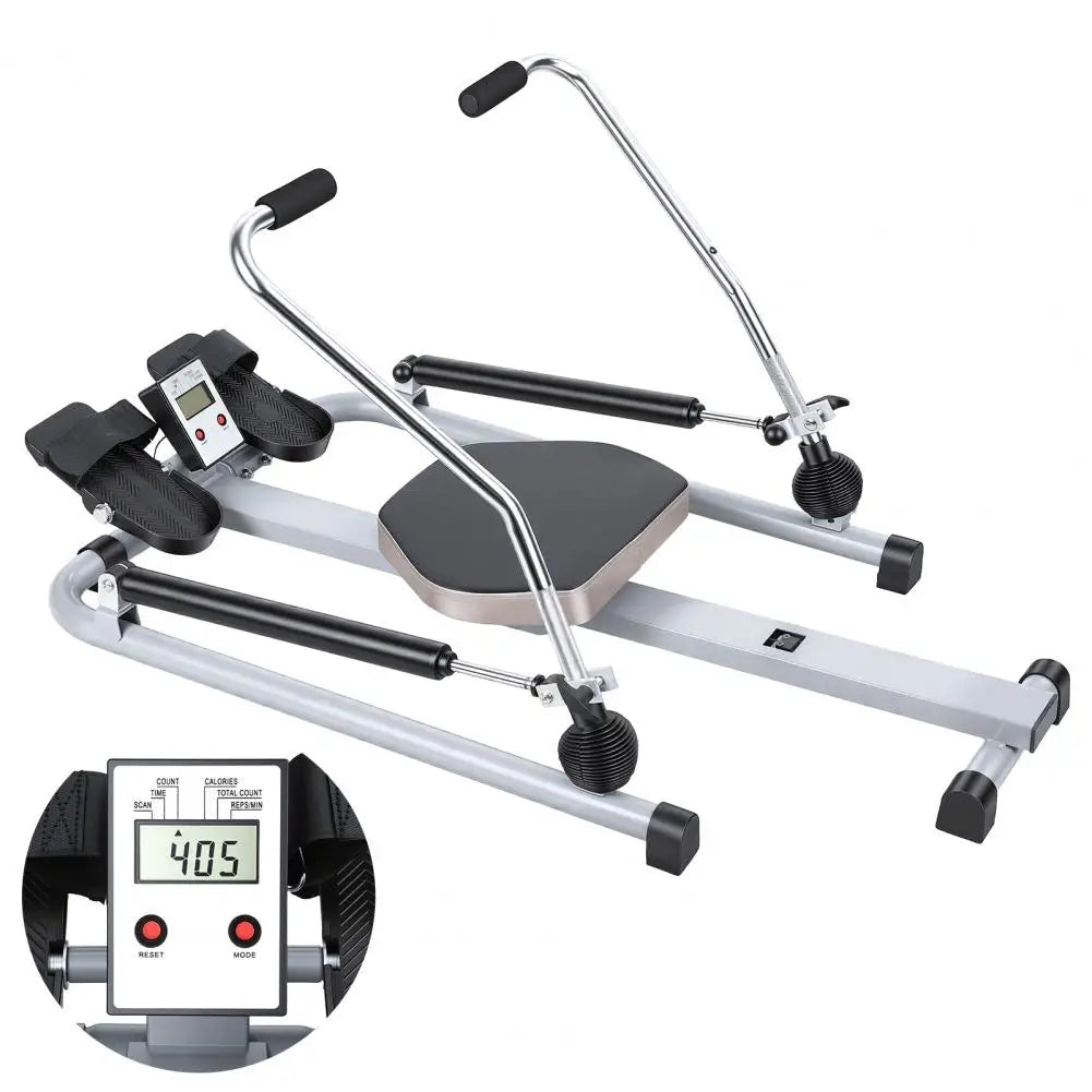 Hydraulic Rower With LCD Monitor Large Cushioned Seat