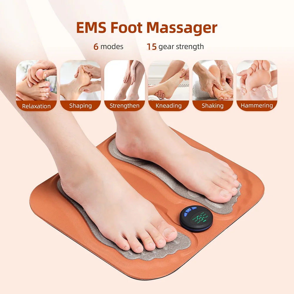Foreverlily Rechargeable EMS Foot Massager Pad With Remote Control