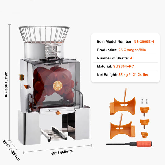 VEVOR Commercial Orange Juicer Machine Stainless Steel Automatic Extractor
