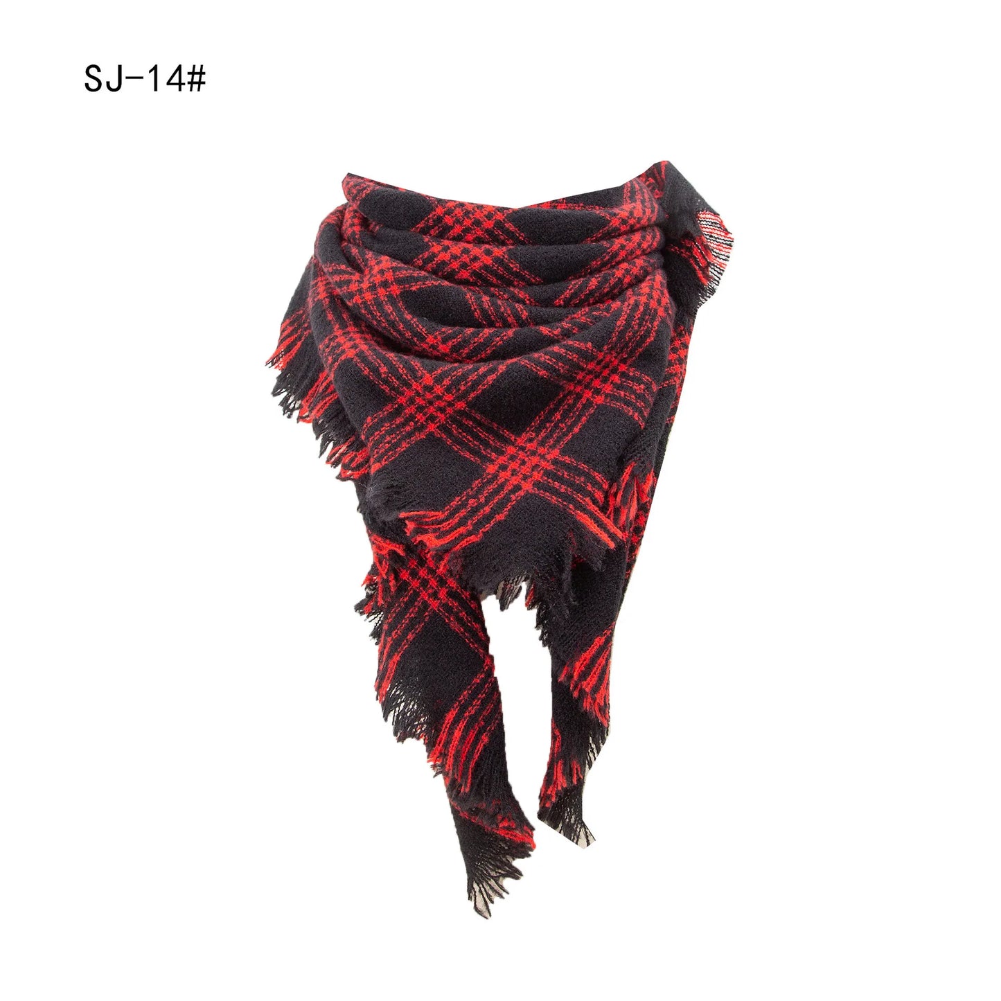 SENAIFEI Women's Triangle Knit Scarf Plaid Pashmina Shawl Wrap