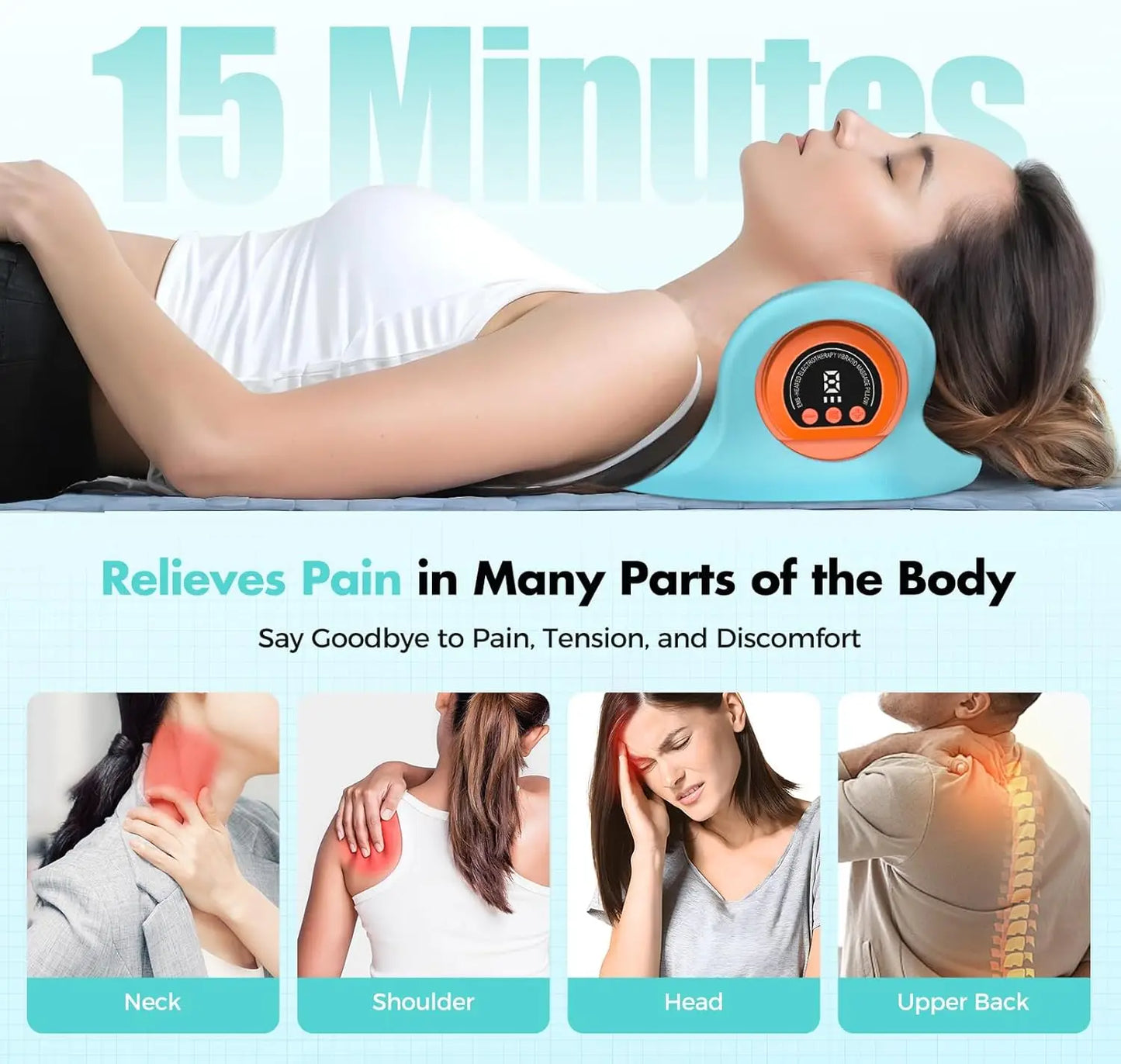 Rechargeable Portable Neck Massager Pillow Shiatsu 3 In 1 With Remote Control