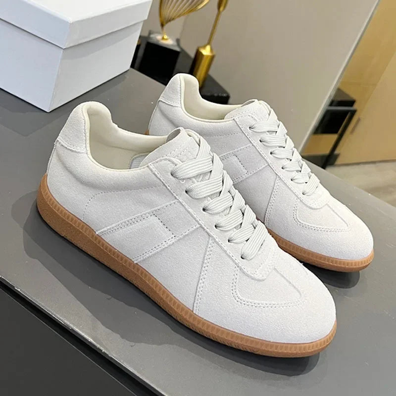 Suede Patchwork Casual Shoes Men Round Toe Lace Up Flats
